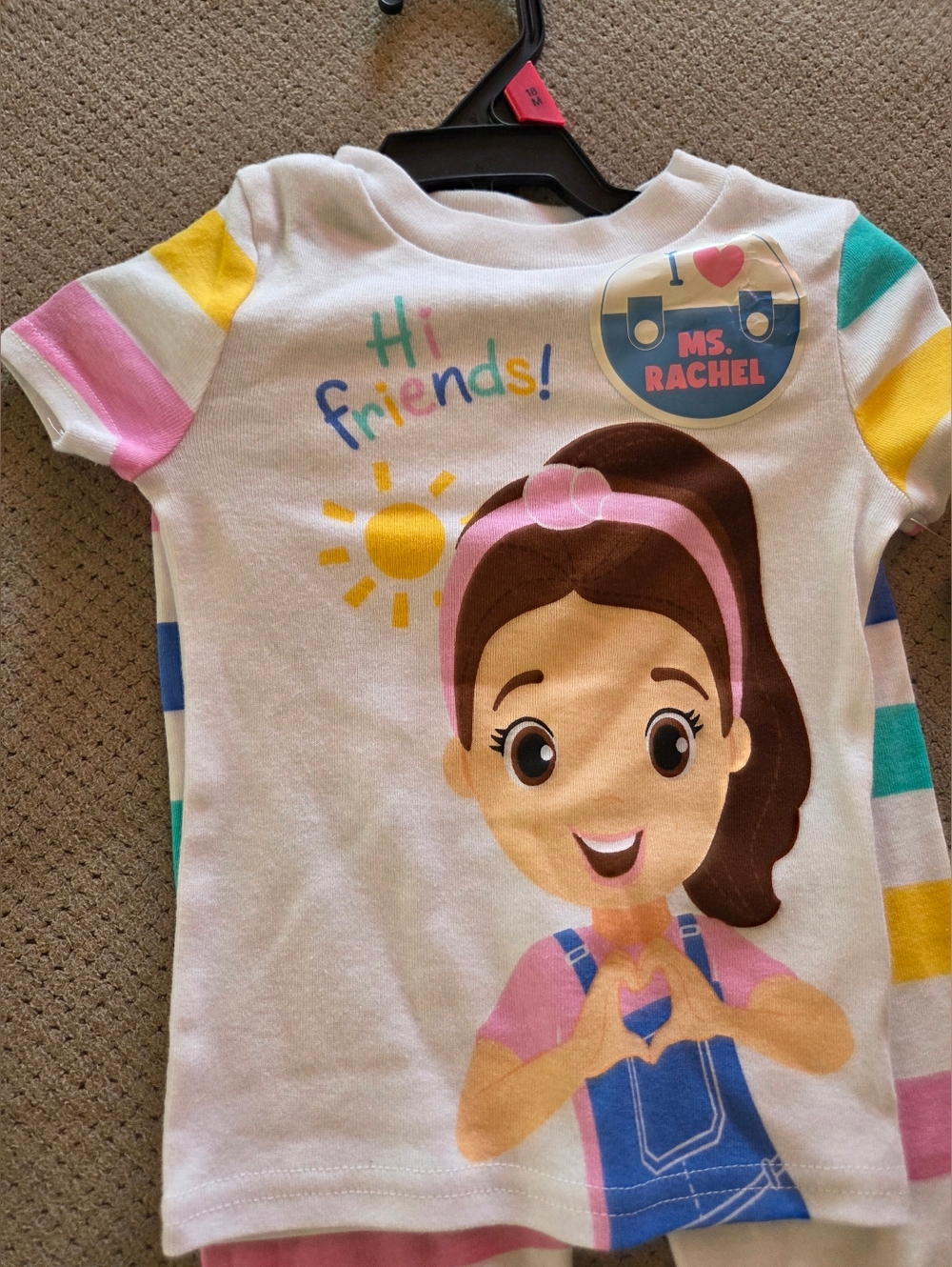 New Ms Rachel Toddler 18 months Short Sleeve Top and Pants Pajama Set, 2-Piece - Picture 3 of 9